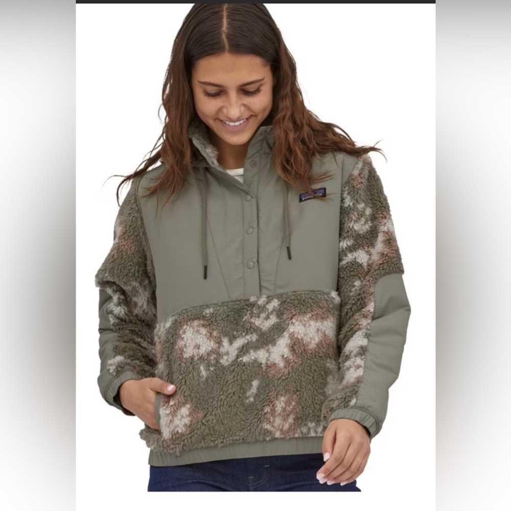 Patagonia Olive Green Mixed-Texture Pullover Jacket